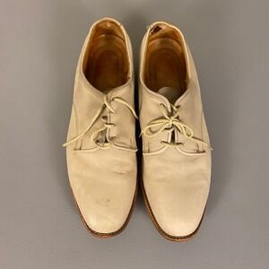Allen Edmonds Suede Leather Oxfords Dress Shoes Vibram Soles‎ Beige 10.5B *Flaw